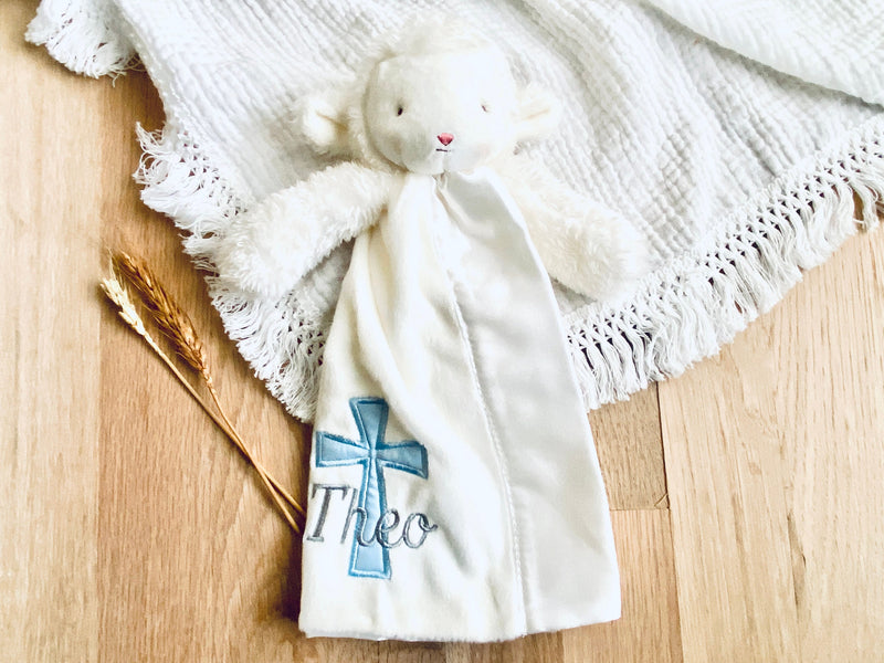 Personalized Little Lamb Cross Blanket