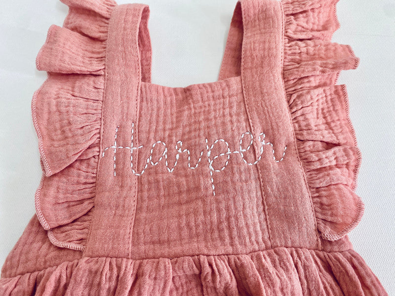 Personalized Pink Organic Cotton Baby Girl Romper
